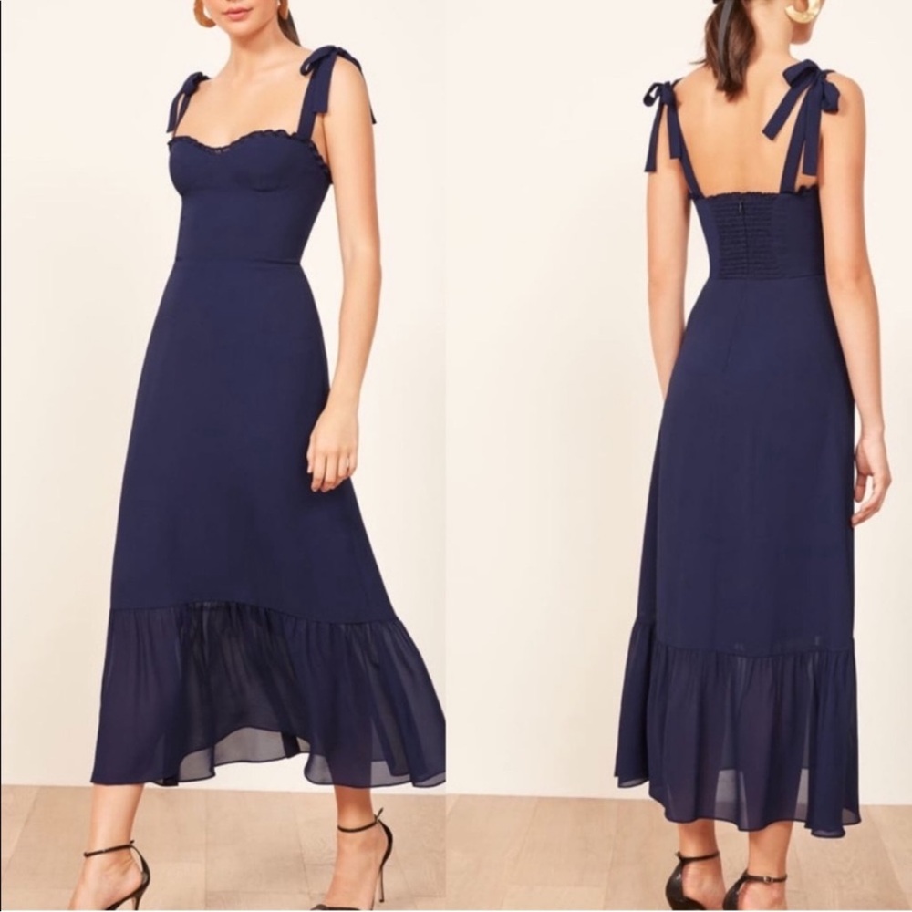 Reformation Navy Blue Midi Dress